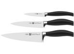 Messer-Set ZWILLING "***** FIVE STAR", schwarz, Stahl, Kochmesser-Sets, Messer-Set, Made in Germany, Sonderschmelze, Ergonomisch, 3-tlg.