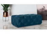 Polsterhocker HOME AFFAIRE "FOLLINA", blau (dunkelblau), B:130cm H:39cm T:65cm, 100% Polyester, Hocker, Polsterhocker, Polsterhocker mit klassischer Chesterfield-Knopfheftung