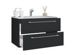Waschtisch VCM "2-tlg. Waschplatz Waschtisch Badinos 2 Schublade", schwarz, B:60cm T:46cm, Waschtische, Waschtisch