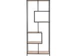 Bücherregal ACTONA GROUP, schwarz (sonoma eiche, matt schwarz), B:77cm H:185cm T:35cm, Metall, Papier, Regale, Bücherregal, Metallgestell, modernes Design, 5 Einlegeböden, asymmetrische Details
