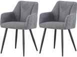 Esszimmerstuhl HOME AFFAIRE "MILTON, 2er Set, mit Metallgestell in matt schwarz", schwarz matt, pulverbeschichtet, anthrazit, B:55cm H:82cm T:62cm, Metall, Polyester, Stühle, Esszimmerstuhl, in verschiedenen Farben, Belsatbarkeit pro Stuhl 120 kg, mit Griffloch