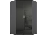 Eckkleiderschrank RAUCH "Kleiderschrank Schrank Eckschrank Ankleide Garderobe CELLE", grau (graumetallic, hochglanz effektgrau), B:117cm H:197cm T:117cm, Holzwerkstoff, Schränke, Eckkleiderschrank, optional mit Spiegel oder Hochglanzfront MADE IN GERMANY