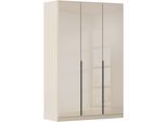 Drehtürenschrank OTTO HOME "Kleiderschrank Kleiderschränke Schrank Garderobe AGORDO mit Glasfront", beige (beige, glas beige (champagner)), B:136cm H:210cm T:54cm, Holzwerkstoff, Schränke, Drehtürenschrank, durchdachte Innenausstattung, in 8 Breiten und 2 Höhen MADE IN GERMANY