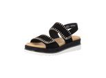 Keilsandalette REMONTE "Remonte Sandalen Leder", Damen, Gr. 38, schwarz, Leder, Schuhe