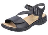 Sandale RIEKER, Damen, Gr. 38, schwarz, Leder, Schuhe Sandale, Sommerschuh, Sandalette, Klettschuh, mit Klettverschluss