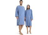 Badeponcho KANGAROOS "Dalia Surfponcho, ideal für Sauna, Spa & im Urlaub" Gr. L, blau, L:118cm, Veloursfrottier, Hausmäntel, Badeponcho, weich, Uni-Farben mit Streifen, leicht, Unisex, für Damen und Herren