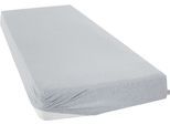 Spannbettlaken OTTO HOME "VALJE in Melange-Optik, hochwertiger Baumwoll-Jersey 130g/m²", grau (hellgrau meliert), B:90cm L:200cm, Jersey, Obermaterial: 100% Baumwolle, Bettlaken, Spannbettlaken, Baumwolle, für Matratzen bis 25 cm Höhe, Bettlaken aus Melange-Garn