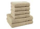 Handtuch Set HAMMETEX "6-teiliges Handtuch Set, 100% Baumwolle, Weich & Saugstark", beige, 6 Stk., Frottier, Frottier, Obermaterial: 100% Baumwolle, Handtuch-Sets, Handtuch Set, mit Bordüre, einfarbig, weich