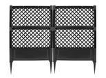 Spalier KHW, grau (anthrazit), B:200cm H:140cm T:6cm, Kunststoff, Rankhilfen, Spalier, 2er-Set mit Erdspießen, BxTxH: 100x6x140 cm