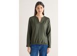 Langarmbluse CECIL, Damen, Gr. M (40), khaki, Stoff, 100% Viskose, unifarben, klassisch normal, V-Ausschnitt, Bündchen, Blusen, in Blusen-Optik