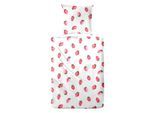 Bettwäsche PRIMERA "Soft-Seersucker-Bettwäsche Strawberry", pink, B/L: 155cm x 220cm, 1 Stk., 1 Stk., Soft-Seersucker, B/L: 80cm x 80cm, 2, Soft-Seersucker, Obermaterial: 100% Baumwolle, Bettwäsche, Bettwäsche