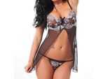 Babydoll mit Bügeln und Stickerei