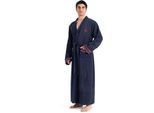 Herrenbademantel BRUNO BANANI "Roy, ideal für Sauna & Spa, Standardlänge & Überlänge" Gr. XL, marine, L:145cm, Walkfrottee, Hausmäntel, Herrenbademantel, farblich abgesetzten Streifen, Bademantel, S-3XL, auch in extra lang