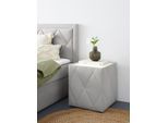 Nachttisch HOME AFFAIRE "Alfie", grau (hellgrau, plexi milchglas), B:50cm H:53cm T:50cm, Tische, Nachttisch, mit Beleuchtung und Bezug aus Samtverlours
