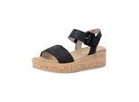 Keilsandalette REMONTE "Remonte Sandalen Lederimitat", Damen, Gr. 42, schwarz, Lederimitat, Schuhe