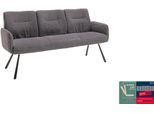 Sitzbank MCA FURNITURE "Delane", anthrazit, schwarz, B:183cm H:92cm T:67cm, Metall, Stoff, Sitzbänke, Sitzbank, Taschenfederkern, Lehnenkippfunktion, Armlehnen, beweglicher Rücken