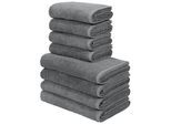 Handtuch Set OTTO HOME "Merida, 4 Duschtücher 70x140cm, 4 Handtücher 50x100cm", grau (dunkelgrau), 8, Frottier, Frottier, Obermaterial: 100% Baumwolle, Handtuch-Sets, Handtuch Set, kuschelig weich, einfarbig, 100% Baumwolle, Topseller
