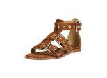 Schaftsandalette ALMA EN PENA "ALMA EN PENA Sandalen Veloursleder", Damen, Gr. 37, caramel, Veloursleder, Schuhe