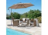 Beldano , Taupe , Textil , 300x300x248 cm , 360° drehbar , Gartenmöbel, Sonnenschutz, Sonnenschirme, Ampelschirme