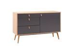 Sideboard Lena Grau/Natur Echtholz