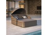 Beldano , Grau, Schwarz , Metall, Kunststoff, Textil , Füllung: Komfortschaum , 132x64x206 cm , Fsc, Bsci , verstellbares Dach, UV-beständig , Gartenmöbel, Relaxmöbel