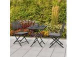Gardenson , Graphitfarben , Kunststoff , Füllung: Schaumstoff , Tisch klappbar, Stuhl klappbar, platzsparend verstaubar , Gartenmöbel, Balkonmöbel, Balkonmöbel-Sets