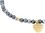 Armband AMOR "Herz", gelb (edelstahlfarben, gelbgoldfarben, grau, grau), Armbänder, Damen, 17cm, Edelstahl, Armband, mit Hämatit - mit Muschelkernperle