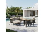 Dining-Loungeset Lissa Beige Outdoorstoff/Metall/Polywood