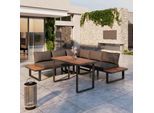 Dining-Loungeset Gianna Holz Outdoorstoff/Metall +Abdeckung