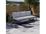 Gartenliege Loan Grau Holz Metall/Outdoorstoff +Tisch