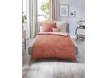 Wendebettwäsche KAEPPEL "JARO 100% Baumwolle", orange (terra), B/L: 140cm x 200cm, 1 Stk., 1 Stk., Mako-Satin, B/L: 70cm x 90cm, 2 Stk., Mako-Satin, Obermaterial: 100% Baumwolle, Bettwäsche, Wendebettwäsche, mit Markenreißverschluss, zeitloses Design, pflegeleicht