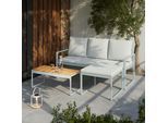 Loungegarnitur Ariella Hellgrau Outdoorstoff/Metall