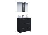 Waschtisch VCM "3-tlg. Waschplatz Waschtisch Badinos Schublade SP", schwarz, B:80cm T:46cm, Waschtische, Waschtisch