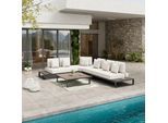 Loungegarnitur Silvano Weiß Metall/Outdoorstoff