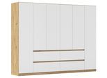 Drehtürenschrank Mainz Weiß, Eiche Artisan