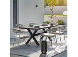 Gartentisch Fleur Dunkelgrau Metall/Keramik ca. 180x90,5 cm