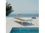 Gartenliege Avolina Steingrau Outdoorstoff/Metall