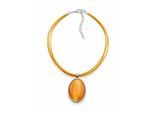 Kette mit Anhänger "Stone", Damen, Gr. onesize, Metall, orange, COLLEZIONE ALESSANDRO, Basic, Halsketten, ovaler Anhänger
