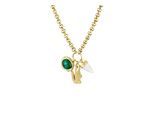 Kette mit Anhänger LACOSTE "UMPIRE", gelbgoldfarben, grün, weiß, Halsketten, Herren, Edelstahl, L: 65 B: 3mm, mit Malachit, Marmor, B:3mm