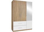 Kleiderschrank RAUCH "Drehtürenschrank Schrank Garderobe Wäscheschrank Schlafzimmer ALVOR", weiß (struktureichefarben hell, weiß), B:136cm H:197cm T:54cm, Holzwerkstoff, Schränke, Kleiderschrank Drehtürenschrank, erhältlich optional mit Spiegel, 2 große Schubladen MADE IN GERMANY