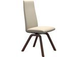 Polsterstuhl STRESSLESS "Laurel", beige (cream batick, walnuss), B:49cm H:105cm T:60cm, Leder BATICK: BATICK ist ein leicht korrigiertes, durchgefärbtes und genarbtes Möbelleder, bei dem die meisten Unebenheiten und Spuren in der Regel entfernt wurden., Stühle, Polsterstuhl, High Back, Größe M, mit schräggestellten Beinen in Walnuss