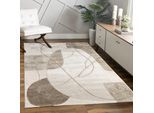 Teppich PACO HOME "Tuana 217", beige, B:80cm H:15mm L:150cm, Polypropylen (PP), Teppiche, Teppich, Kurzflor, modernes 3D-Design, Wohnzimmer