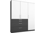 Kleiderschrank RAUCH "Harburg Drehtürenschrank Schlafzimmerschrank mit viel Stauraum", weiß (graumetallic, weiß), B:136cm H:197cm T:54cm, Holzwerkstoff, Schränke, Kleiderschrank, oberste Schublade mit praktischer Facheinteilung MADE IN GERMANY