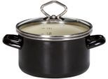 Fleischtopf KRÜGER, schwarz, H:11cm Ø:20cm, Töpfe, Fleischtopf, Literskala, Glasdeckel, Induktion