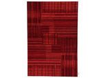 Teppich TOM TAILOR HOME "Stripy Pat", rot, B:155cm H:5mm L:230cm, Baumwolle, Kunstfaser, Teppiche, Teppich, Flachgewebe, modernes Patchworkdesign, gestreift, Chenille, Wohnzimmer