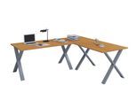 Schreibtisch VCM "X Schreibtisch Eckschreibtisch L Form 130x130x50", braun (silber, buche), B:130cm T:130cm, Tische, Schreibtisch