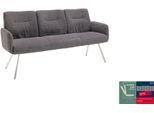 Sitzbank MCA FURNITURE "Delane", anthrazit, edelstahlfarben, B:183cm H:92cm T:67cm, Edelstahl, Stoff, Sitzbänke, Sitzbank, Taschenfederkern, Lehnenkippfunktion, Armlehnen, beweglicher Rücken