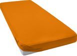 Spannbettlaken BELLANA "bellana exclusiv aus 100% Mako-Baumwolle, 150 g/m², bügelfrei", orange (papaya), L:200cm, Mako-Jersey, Obermaterial: 100% Baumwolle, Bettlaken, Spannbettlaken, feinste Mako-Baumwolle, Spannbetttuch für Matratzen bis 25cm Höhe