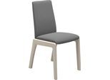 Polsterstuhl STRESSLESS "Laurel", grau (dunkelgrau dinamica, eiche gekalkt), B:57cm H:92cm T:59cm, Microfaser DINAMICA (88% Polyester, 12% Polyurethan), Stühle, Polsterstuhl, Low Back, Größe M, mit abgerundeten Beinen in Eiche gekalkt