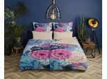 Wendebettwäsche HIP "Nishell", bunt (blau), B/L: 155cm x 220cm, 1 Stk., 1 Stk., Satin, B/L: 80cm x 80cm, 2, Satin, Obermaterial: 100% Baumwolle, Bettwäsche, Wendebettwäsche, Satin, Reißverschluss, Wendeoptik, Mandala, Blume, Sand